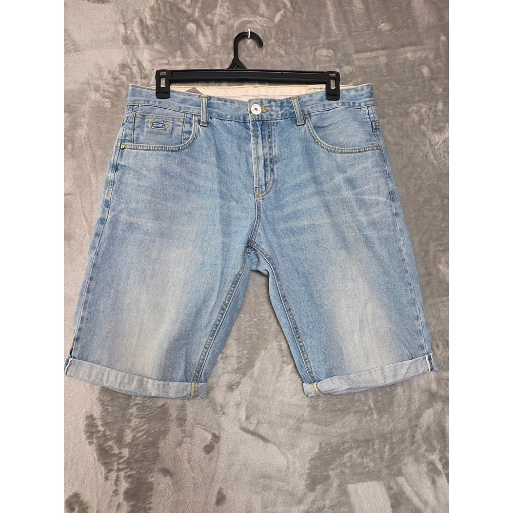 Selected Denim Mens Jean Shorts W36 XL Light Wash Regular Fit Cuffed Bermuda - Picture 1 of 9